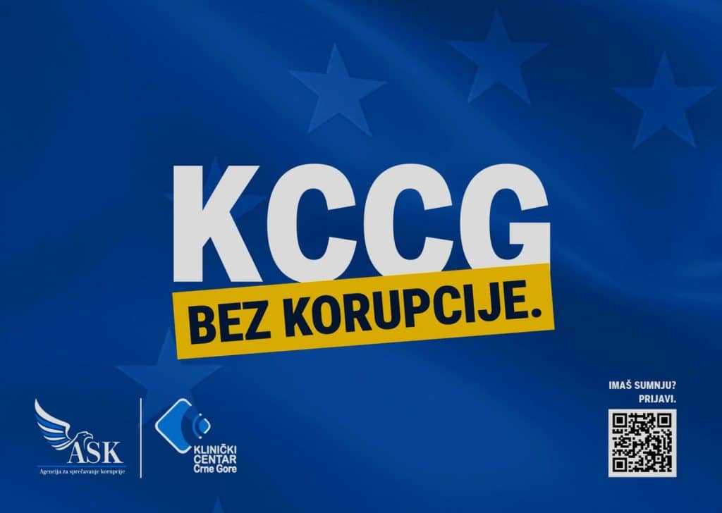 Agencija za sprečavanje korupcije, Ministarstvo zdravlja i Klinički centar Crne Gore pokrenuli su danas u KCCG podkampanju „Zdravstvo bez korupcije“, u okviru nacionalne kampanje „Crna Gora bez korupcije“, koju ASK sprovodi uz podršku Nacionalnog savjeta za borbu protiv korupcije.